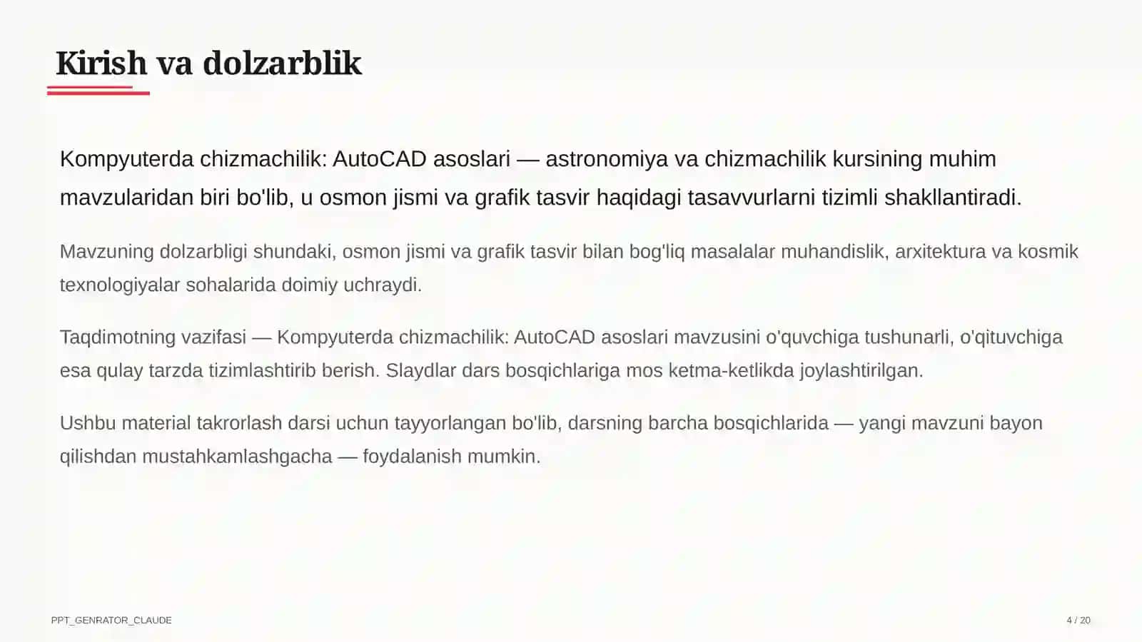 Kompyuterda chizmachilik: AutoCAD asoslari (9-sinf) 4