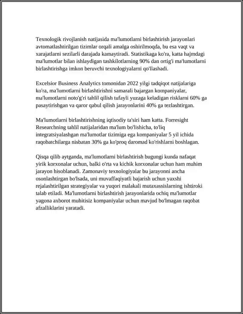KATTA MA'LUMOTLARNI QAYTA ISHLASH TEXNOLOGIYALARI VA USULLARI 4