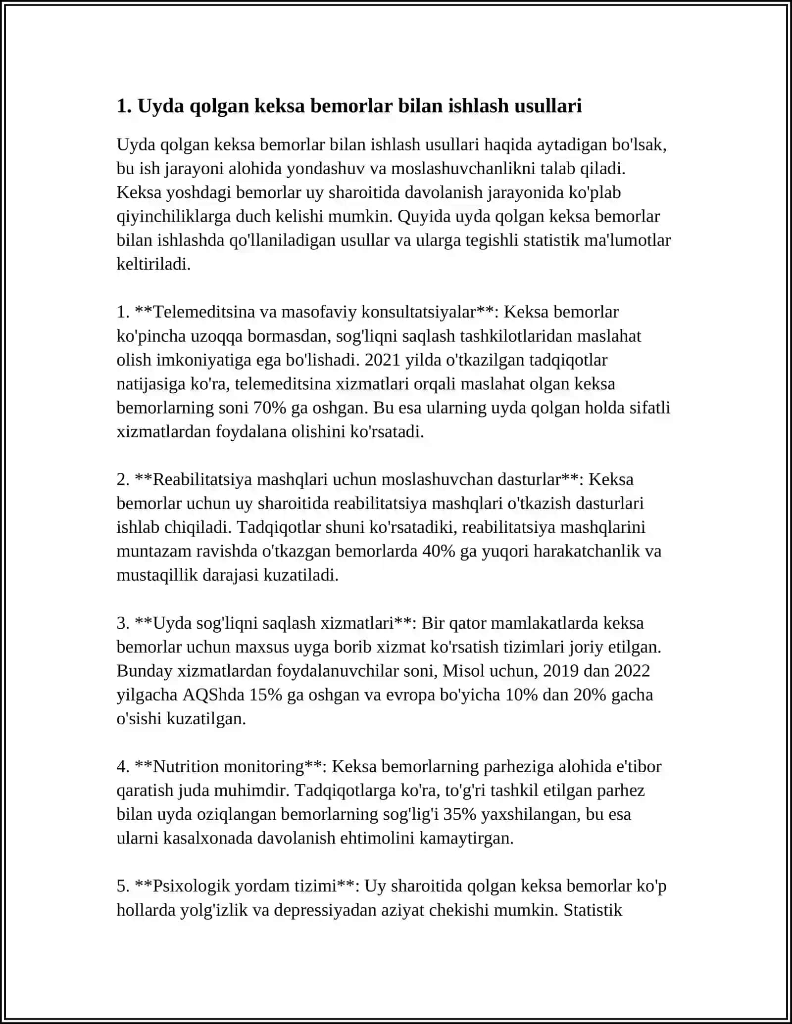 UYDA YOTIB QOLGAN KEKSA BEMORLAR BILAN ISHLASH YOTOQ YARALAR PROFILAKTIKASI DA'VOSI KEKSA BEMORLARNI OVQZTLANTIRISHGA KO'MAKLASHISH 4