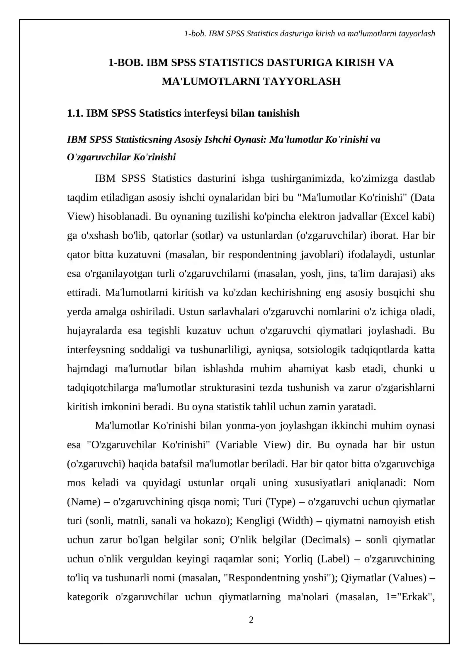 IBM SPSS Statistics dasturida sotsiologik ma'lumotlarni kiritish va qayta ishlash 4