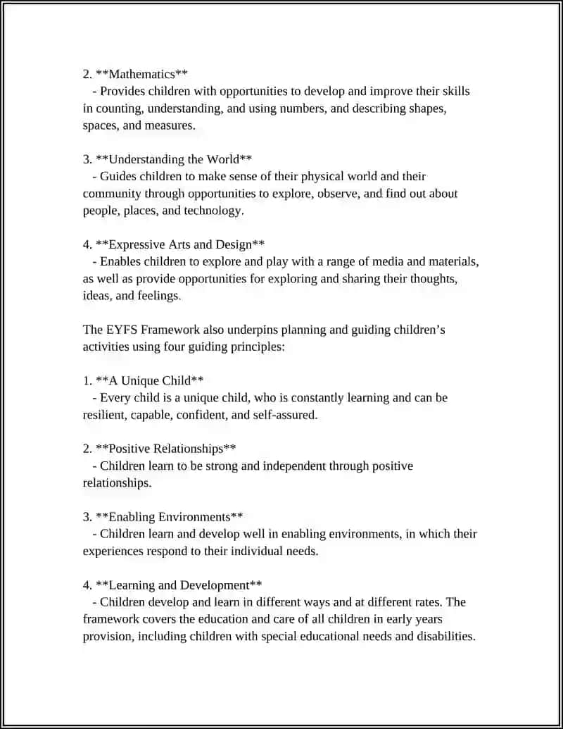 Early Years Foundation Stage (EYFS) Framework 4