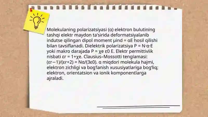 Molekulalarning elektr xossalari 4