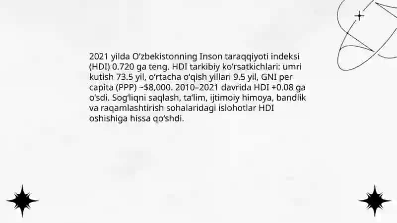 Yangi Oʻzbekiston ijtimoiy-siyosiy,iqtisodiy va madaniy hayotida roʻy berayotgan oʻzgarishlarning xalqaro reyting va indekslarda aks etishi 4