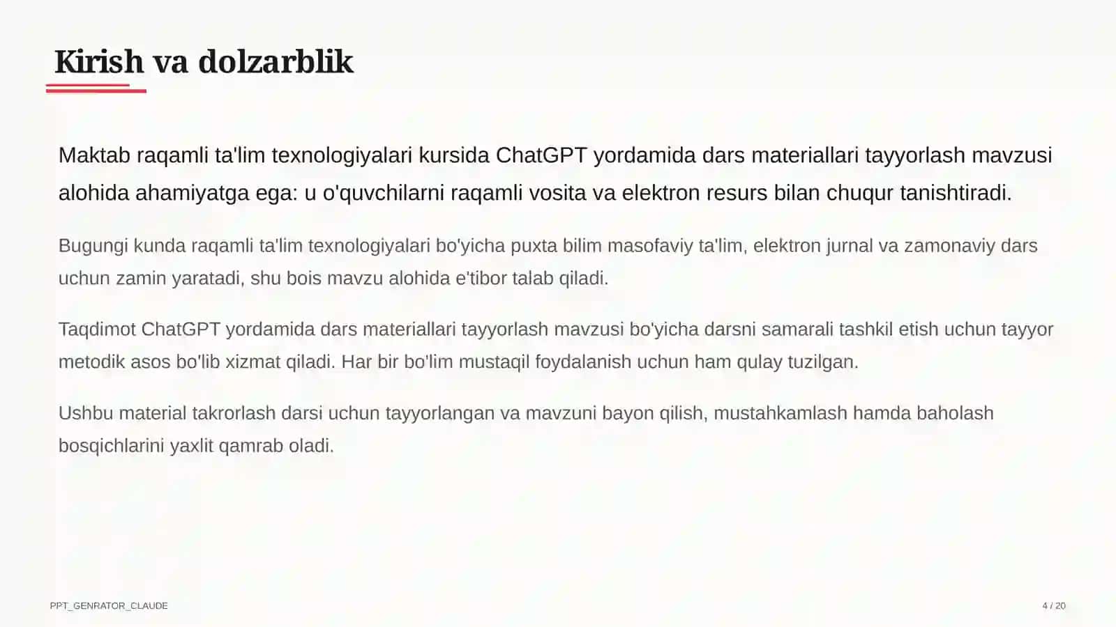 ChatGPT yordamida dars materiallari tayyorlash 4