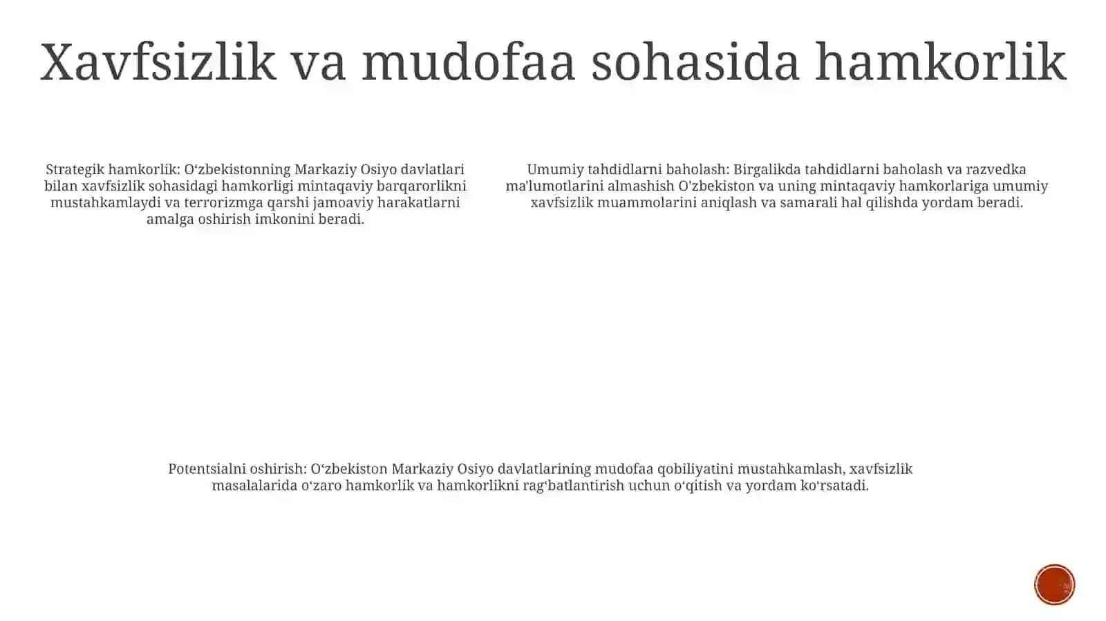 O'Zbekistonning Markaziy Osiyo Davlatlari Bilan O'Zaro Hamkorligi 4
