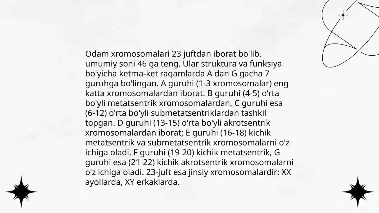 Xromosomalarning tuzilishi va morfologiyasi 4