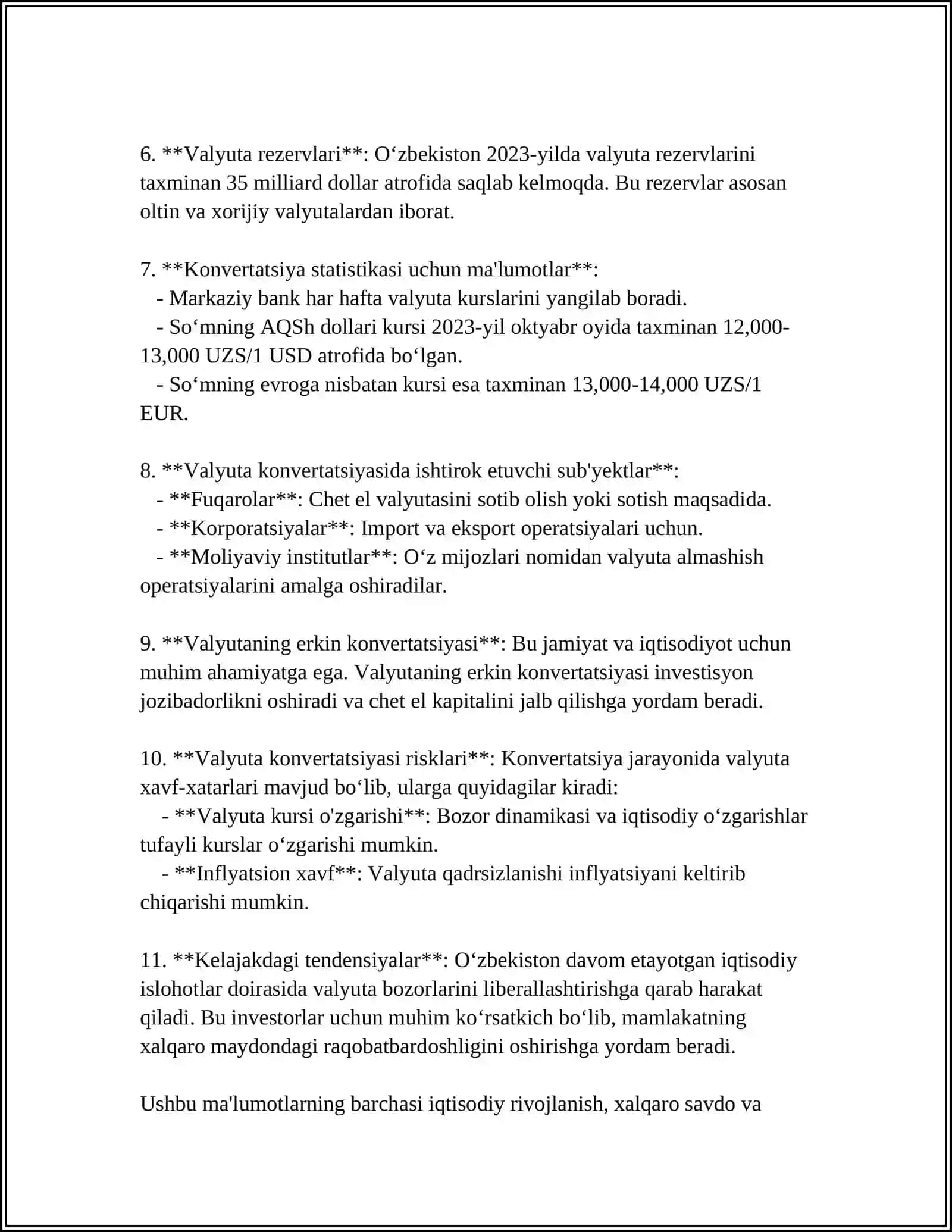 JAHON BOZORI. XALQARO VALYUTA VA KREDIT MUNOSABATLARI 4