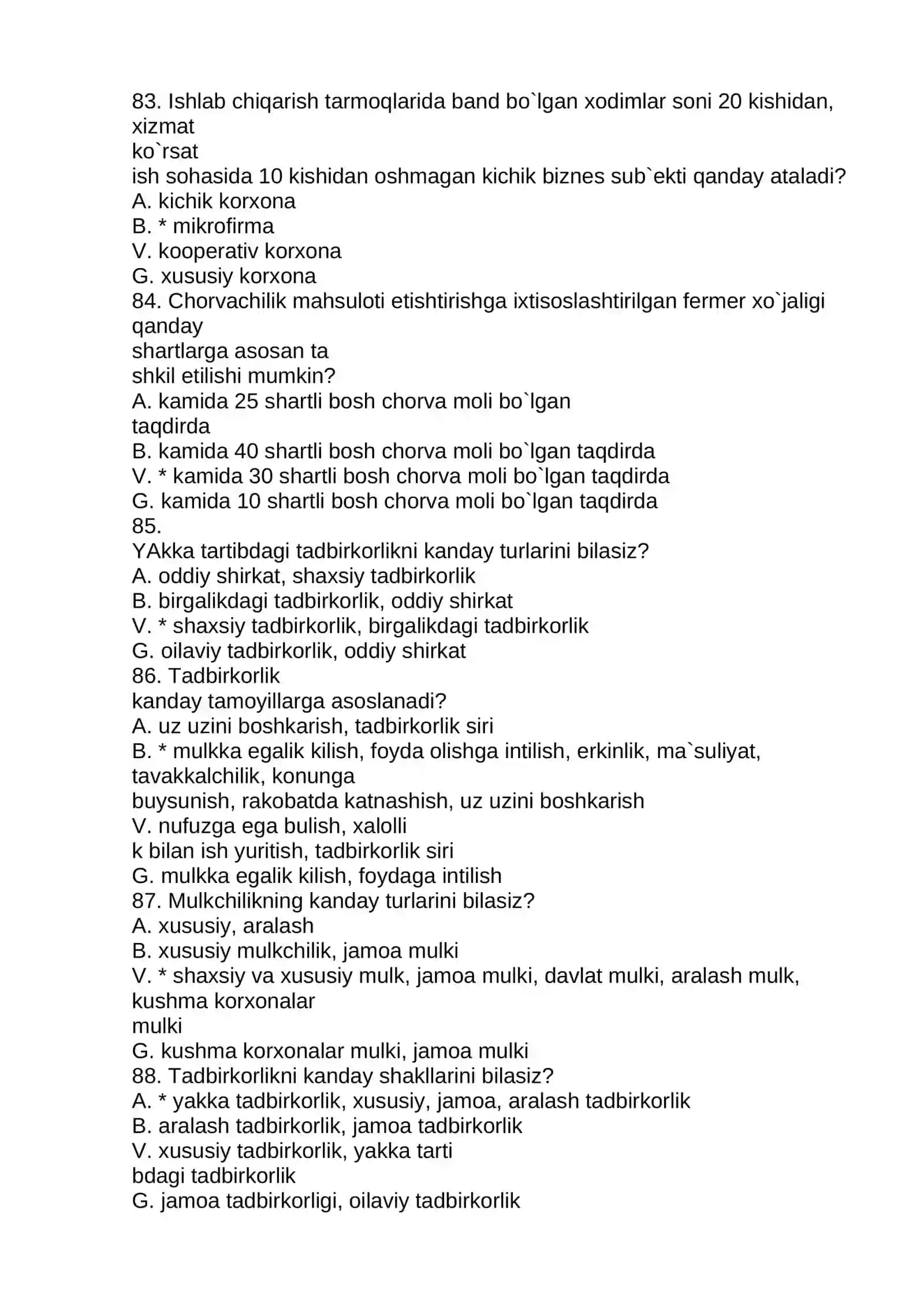 TEST SAVOLLARI 4