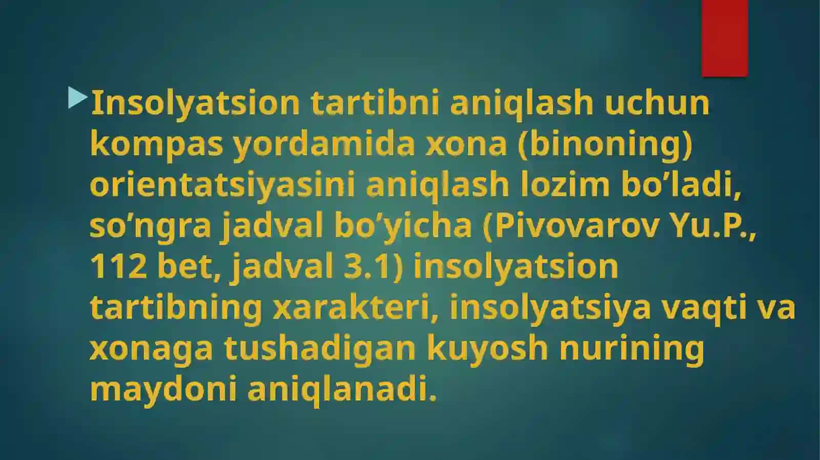 Kasalxonalarning insolyatsiyasi va yoritilish ko'rsatkichlari 4