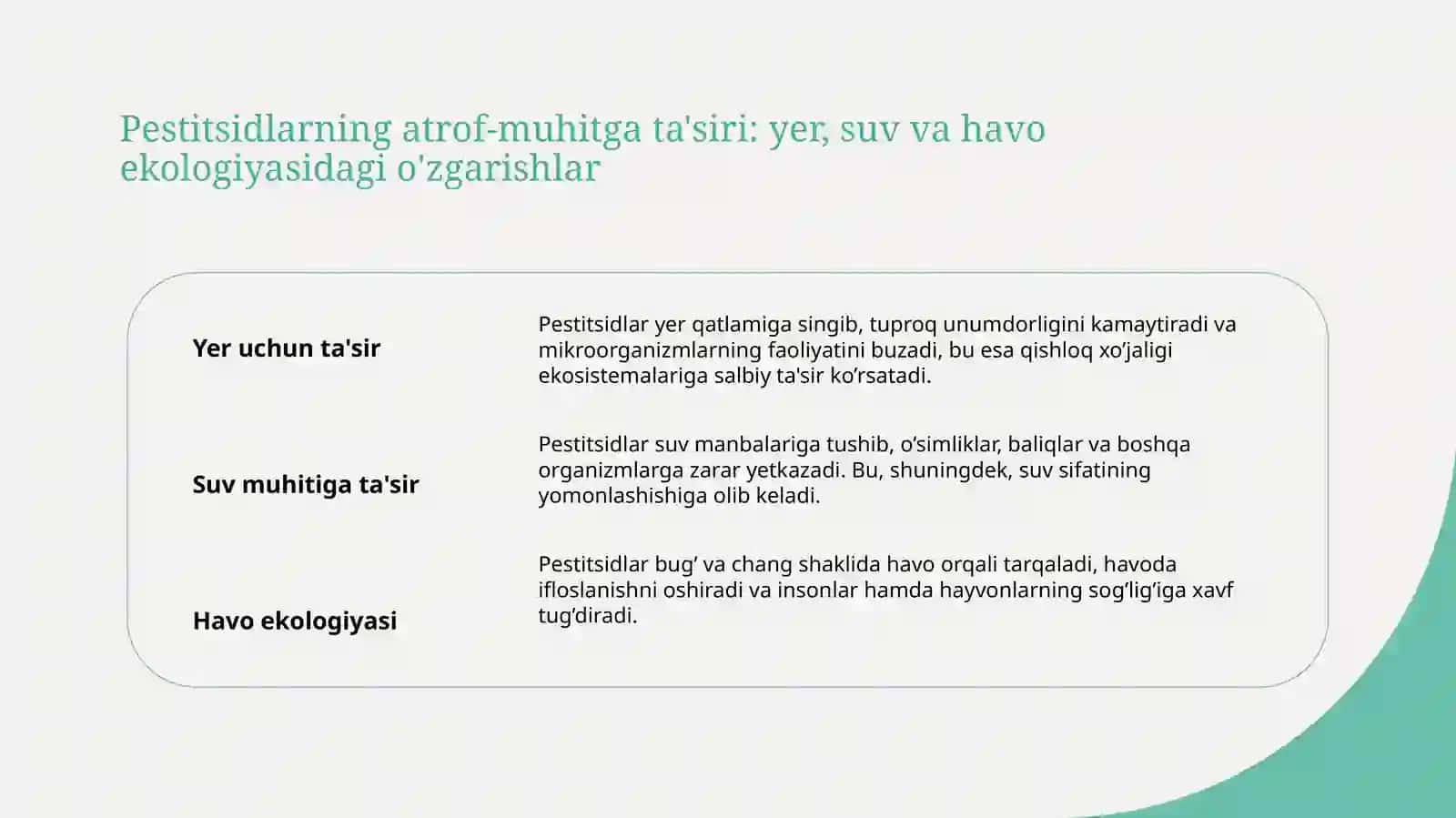 Pestitsidlarning tabiatga ta'siri va ekologik xavflar 4