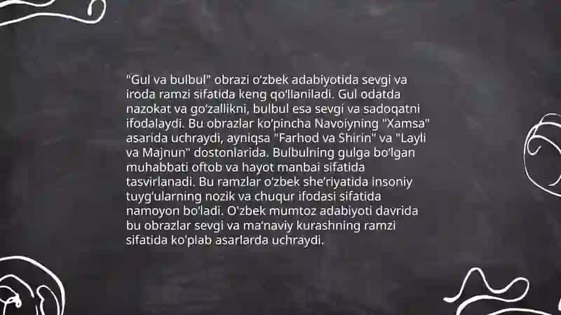 Gul va bulbulobrazlari aks etgan baytlar tahlili 4