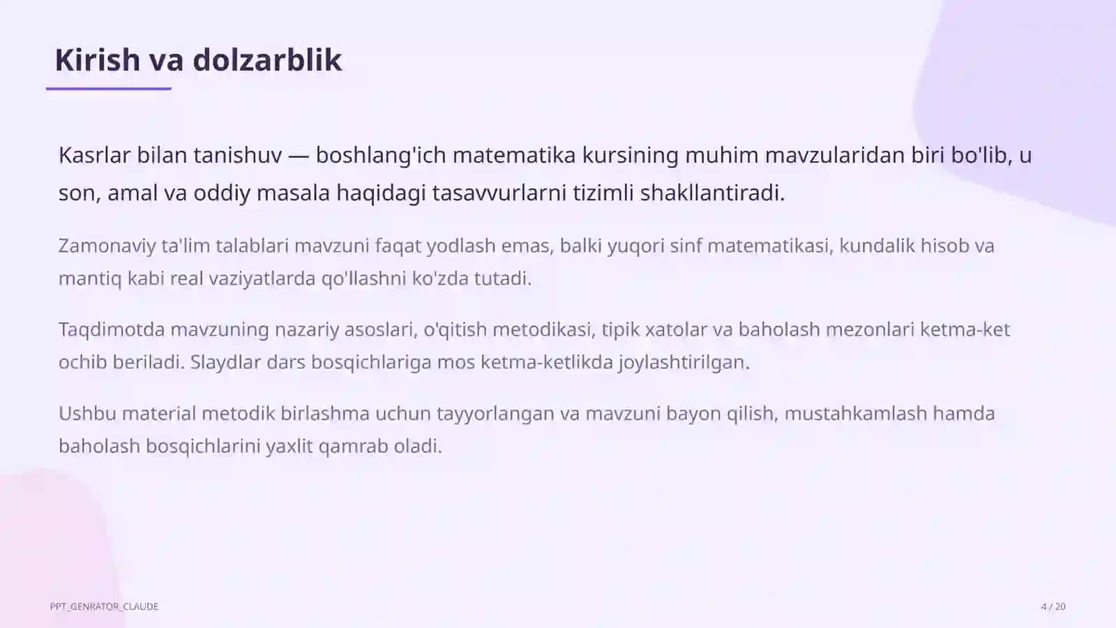 Kasrlar bilan tanishuv (4-sinf) 4