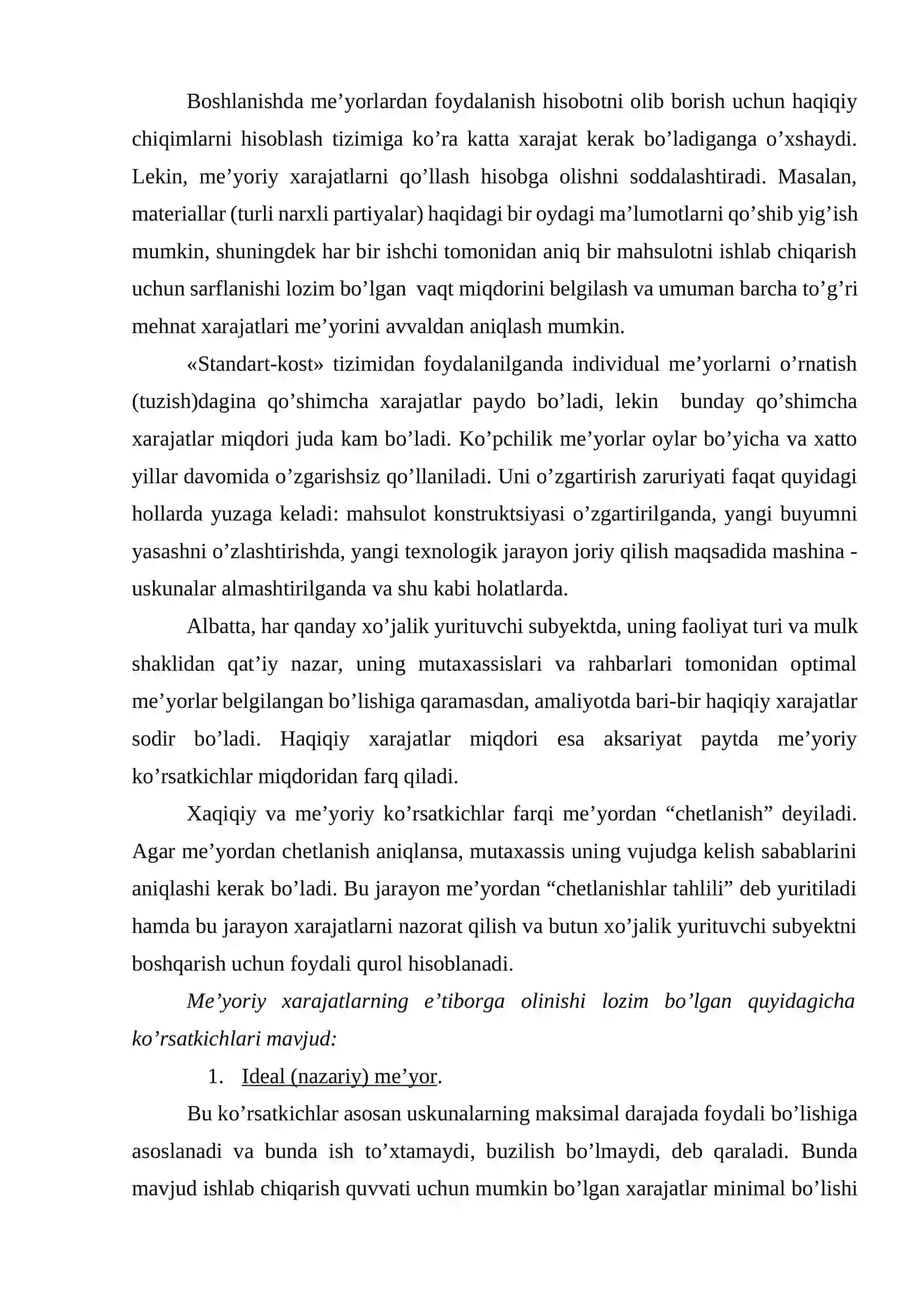 Me’yoriy (normativ) xarajatlar hisobi va «standart-kost» tizimi 4