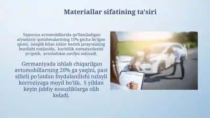 Avtomabillardagi nuqsonlar va ularning sodir bo'lish sabablarini o'rganish 4