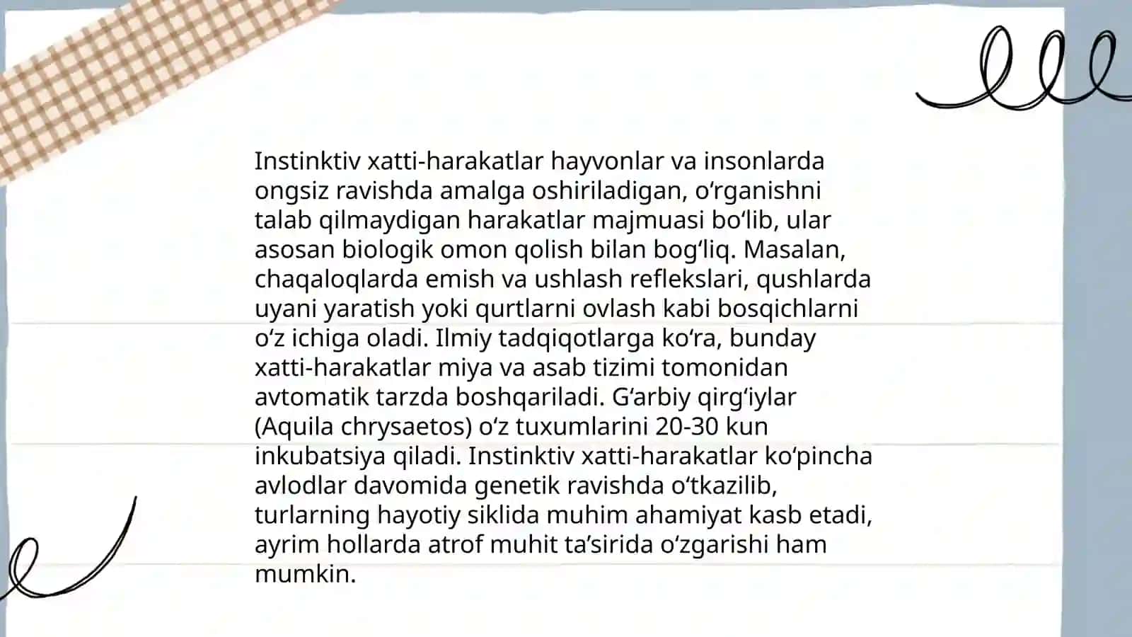 Hayvon psixik faoliyatning umumiy tavsifi 4
