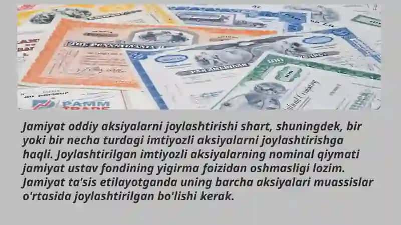 Aksiyadorlik jamiyating ustav fondi va uning aksiyalari 4