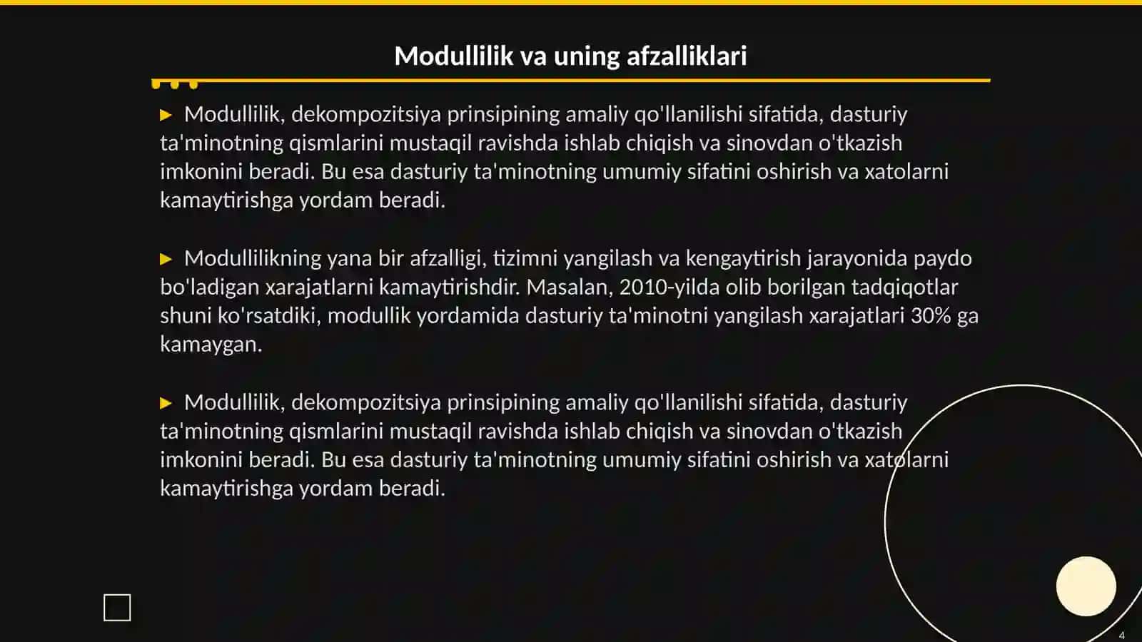 Dekompozitsiya prinsipi (modullilik) 4