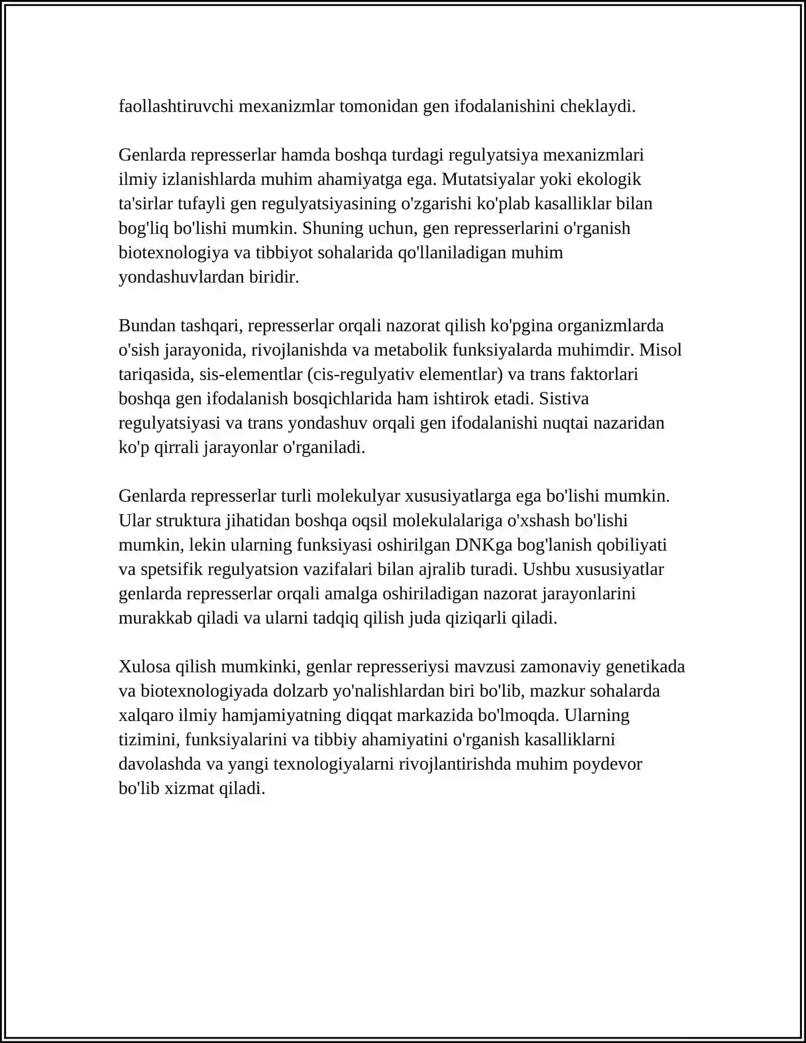 GENLAR REPRESSIYASI. DNK NING XRAMASOMALAR TARKIBIDAGI TUZILISHI 4