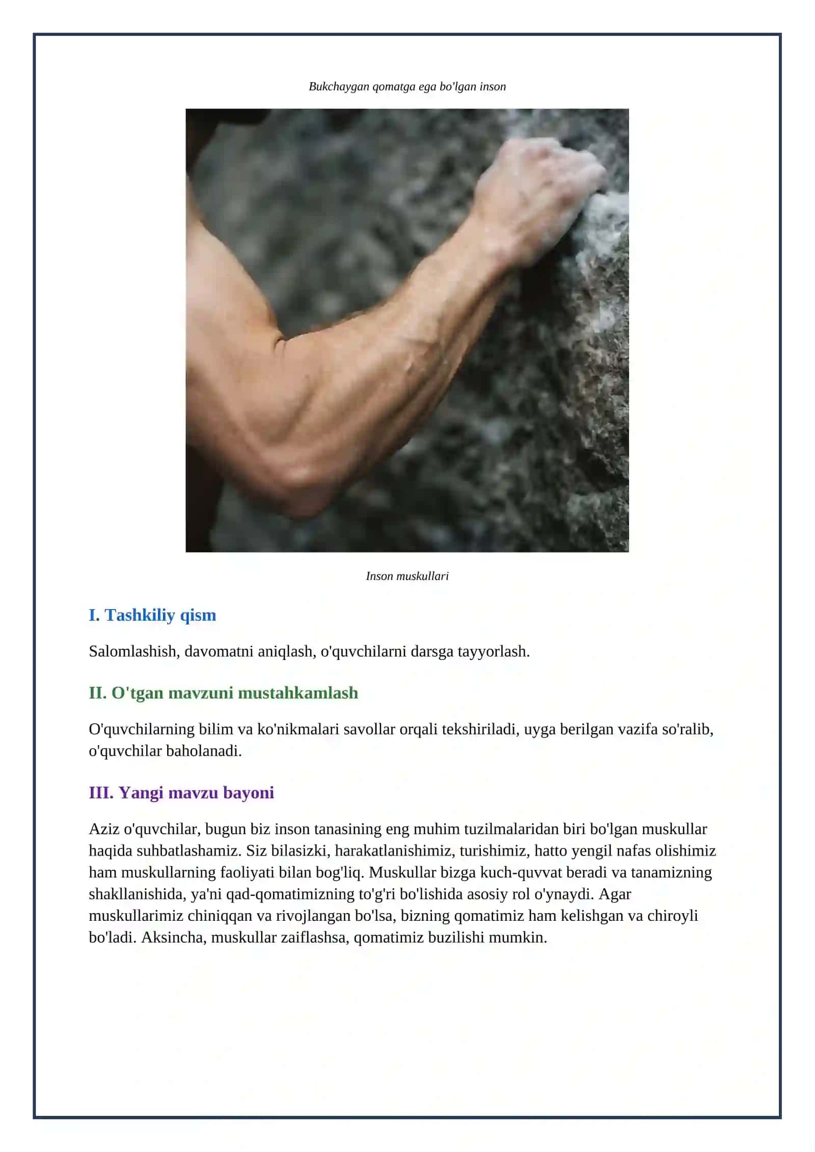 Lesson on Muskullarning rivojlanishi, odam qad-qomatining shakllanishi 4