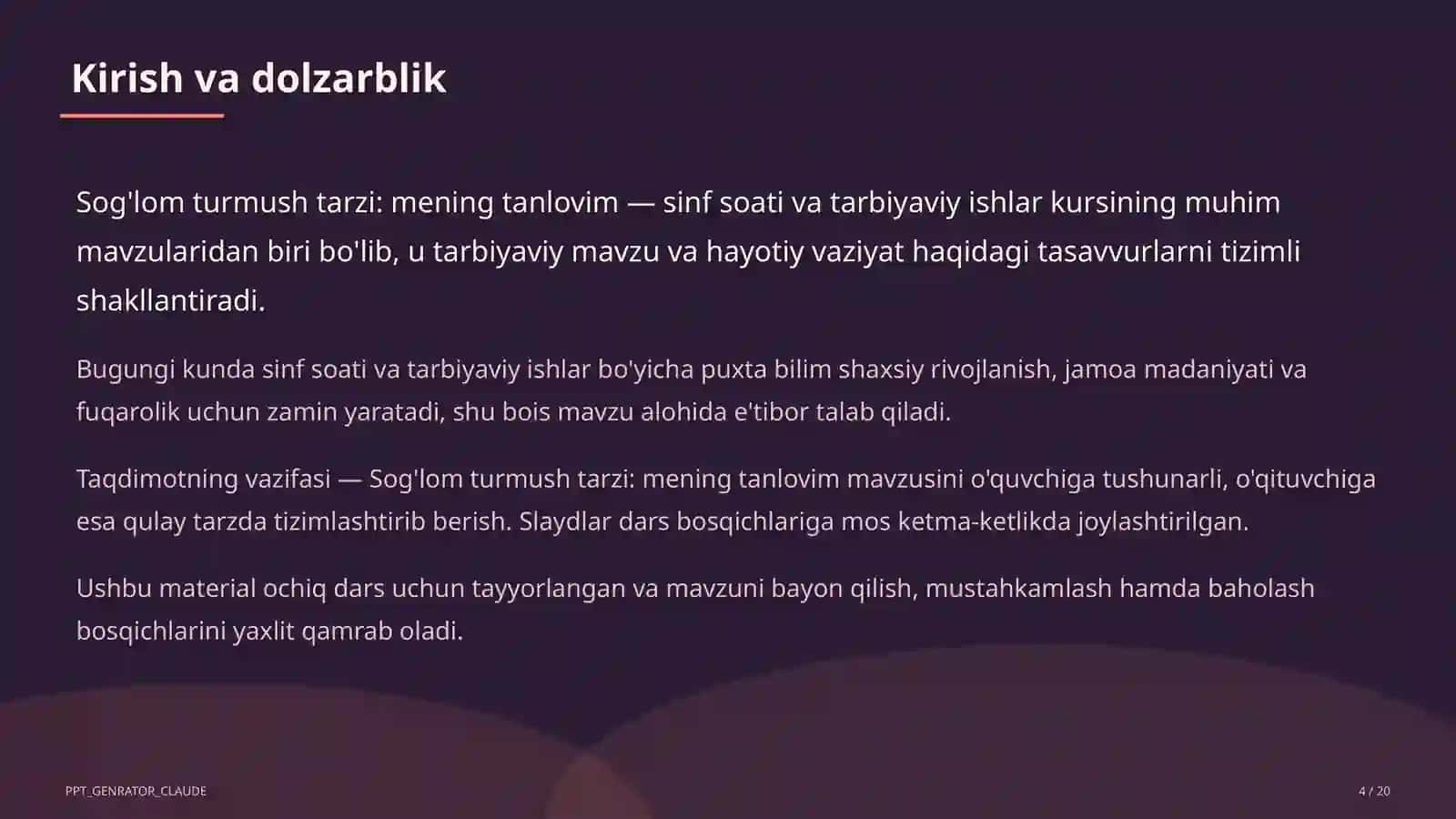 Sinf soati va tarbiyaviy tadbirlar 4