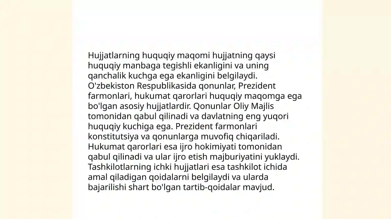 Hujjatlarni tasniflashning me'yor talabalari haqida maʼlumot 4