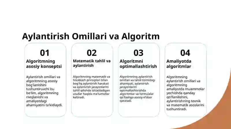 Algoritm va aylantiriladigan omillar 4