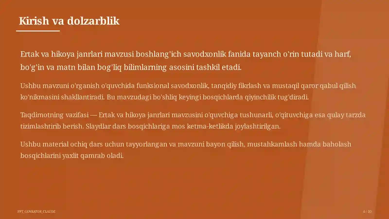 Ertak va hikoya janrlari (4-sinf) 4