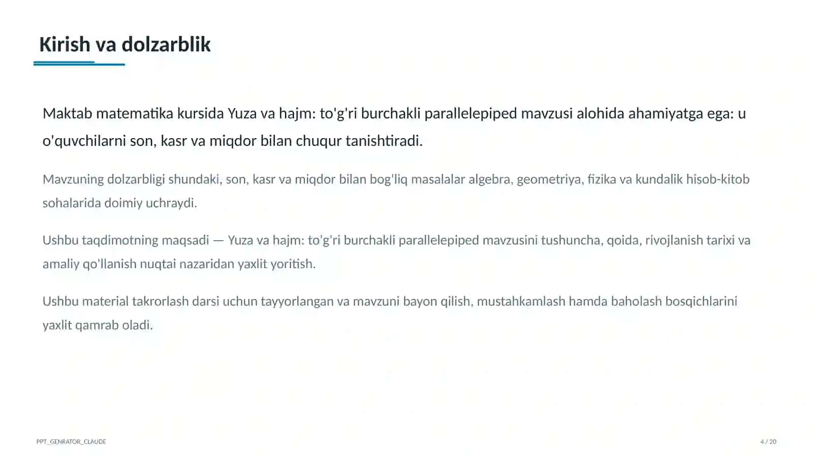 Matematika (5–6) — takrorlash darsi uchun 4