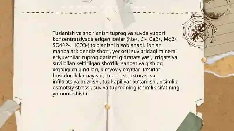 Tuproq va suvning ionli bogʻlanishli birikmalar 4