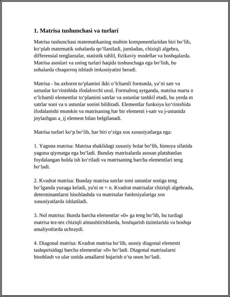 MATRISA VA DETERMINATLAR CHIZIQLI TENGLAMALARSISTEMASI VEKTORLAR VA ANA 4