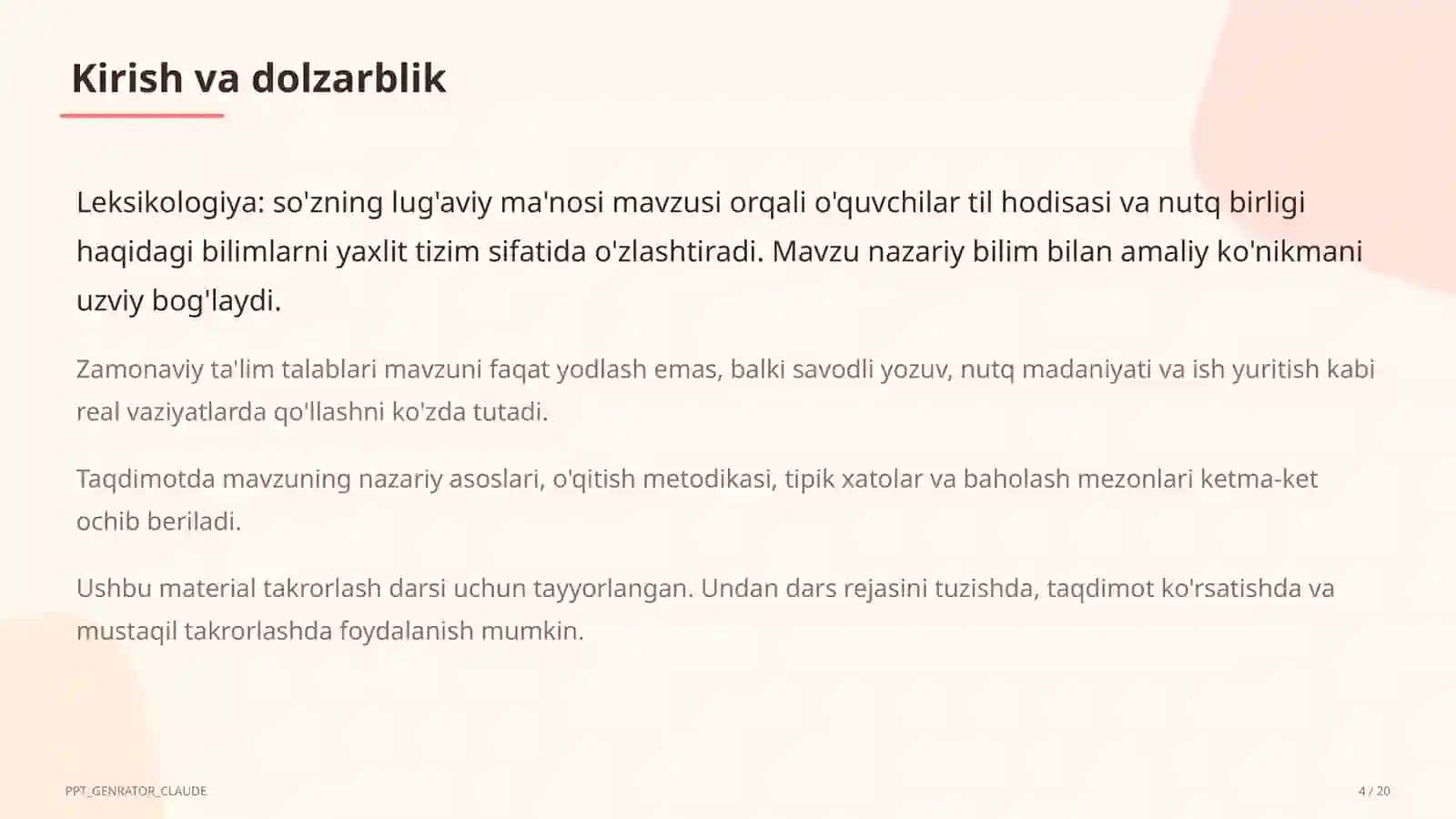 Leksikologiya: so'zning lug'aviy ma'nosi (5-sinf) 4