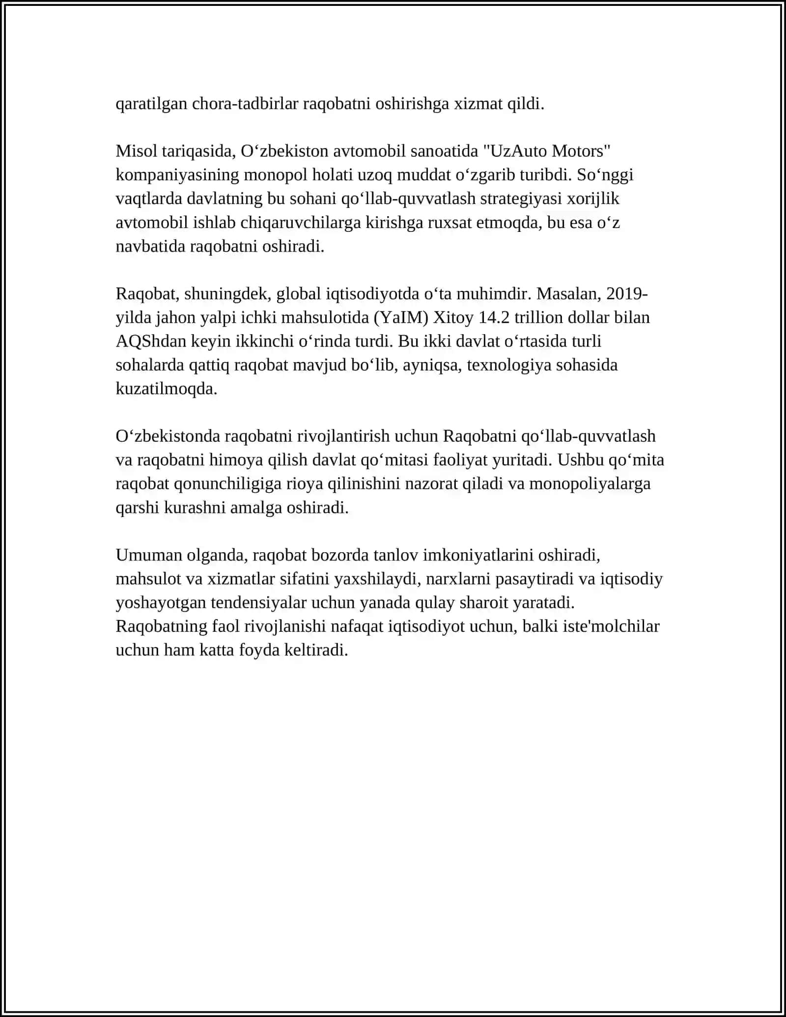 RAQOBAT VA MONOPOLIYA 4