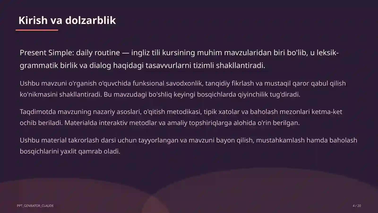 Present Simple: daily routine (3-sinf) 4