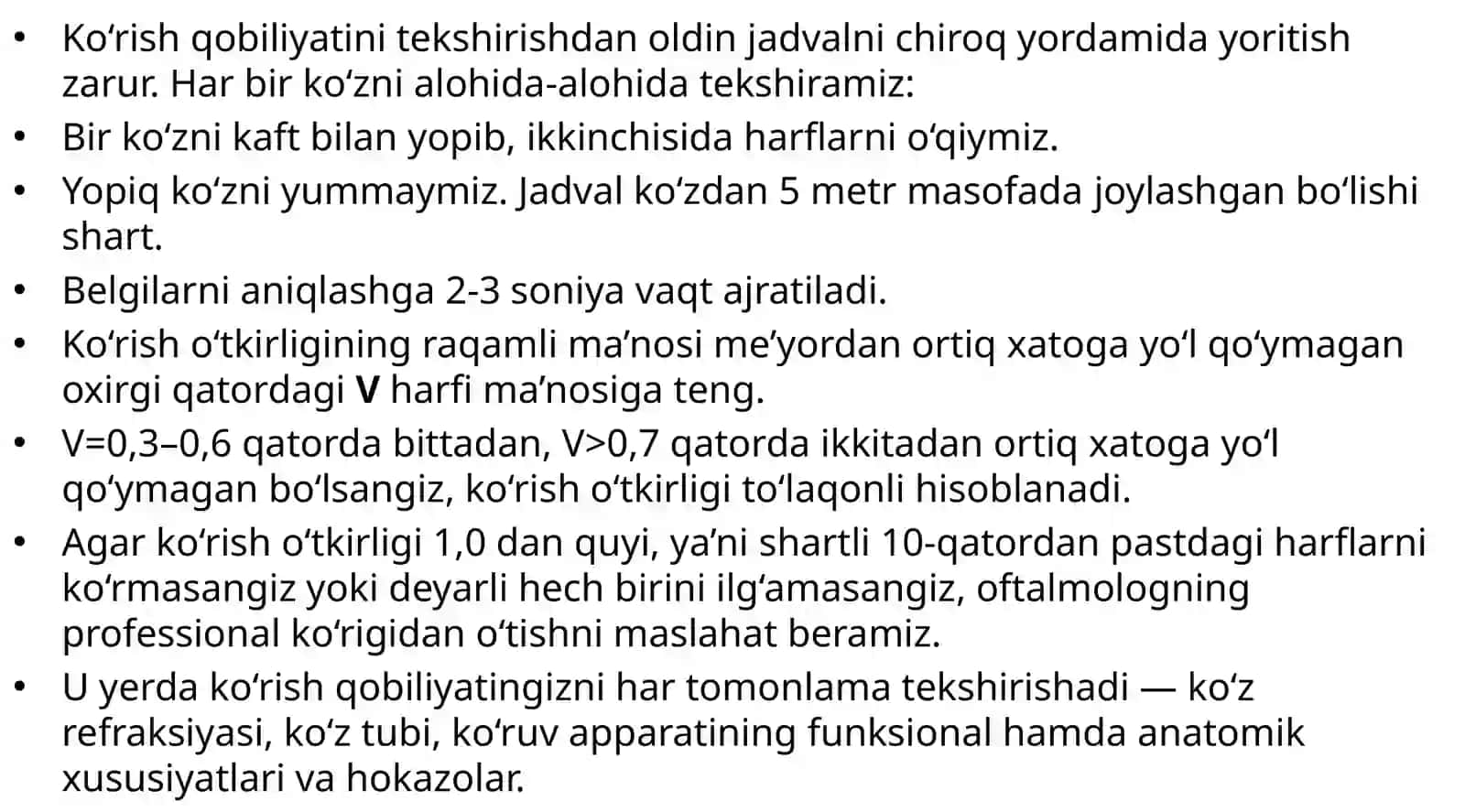 Ko’rish o’tkirligini aniqlash 4