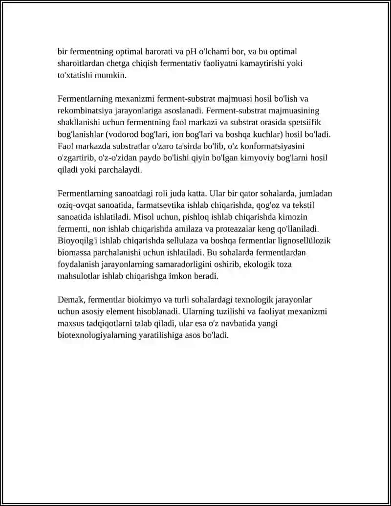 Fermentlar va ularning sanoatdagi ahamiyati 4