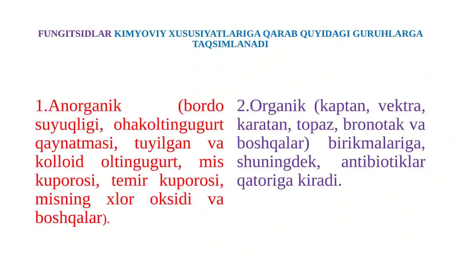 Qishloq xo‘jalik ekinlari va nometall materiallarni zamburug‘lardan himoyalovchi kimyoviy moddalar 4
