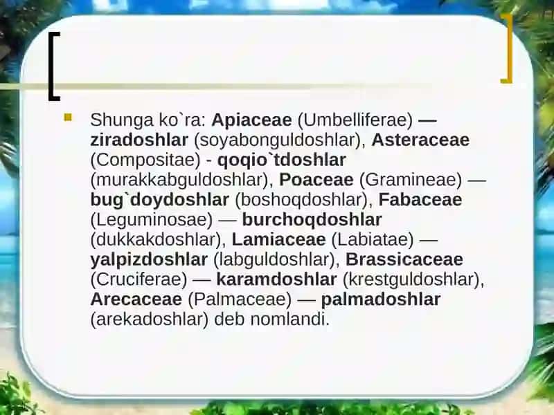 O'simliklarning taksanomik birliklari morfologik tuzilishi 4