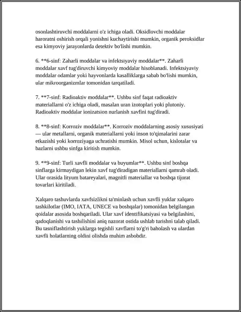 XAVFLI YUKLARNI TASNIFI 4