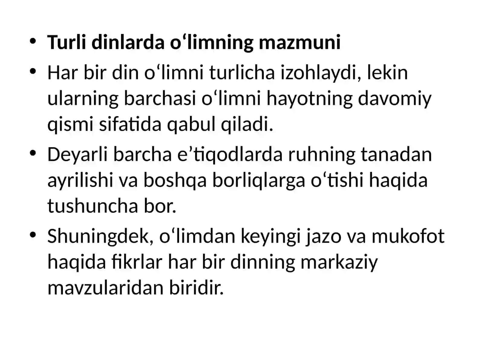 O‘lim haqida tushunchalar 4