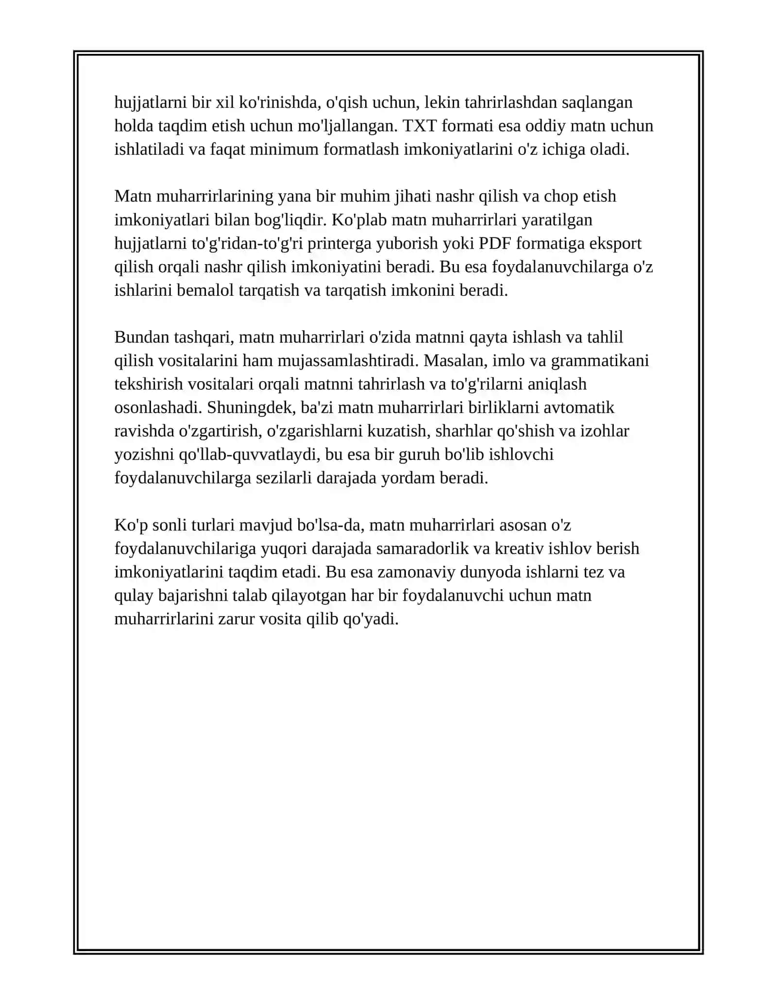 Matnli hujjatni yaratish va qayta ishlash vositalari 4