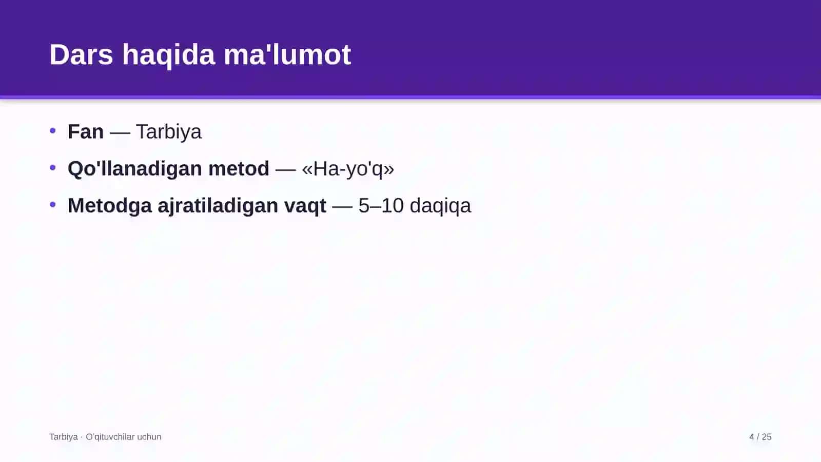tarbiya darslarida ha yo'q metodidan foydalanish 6912 4