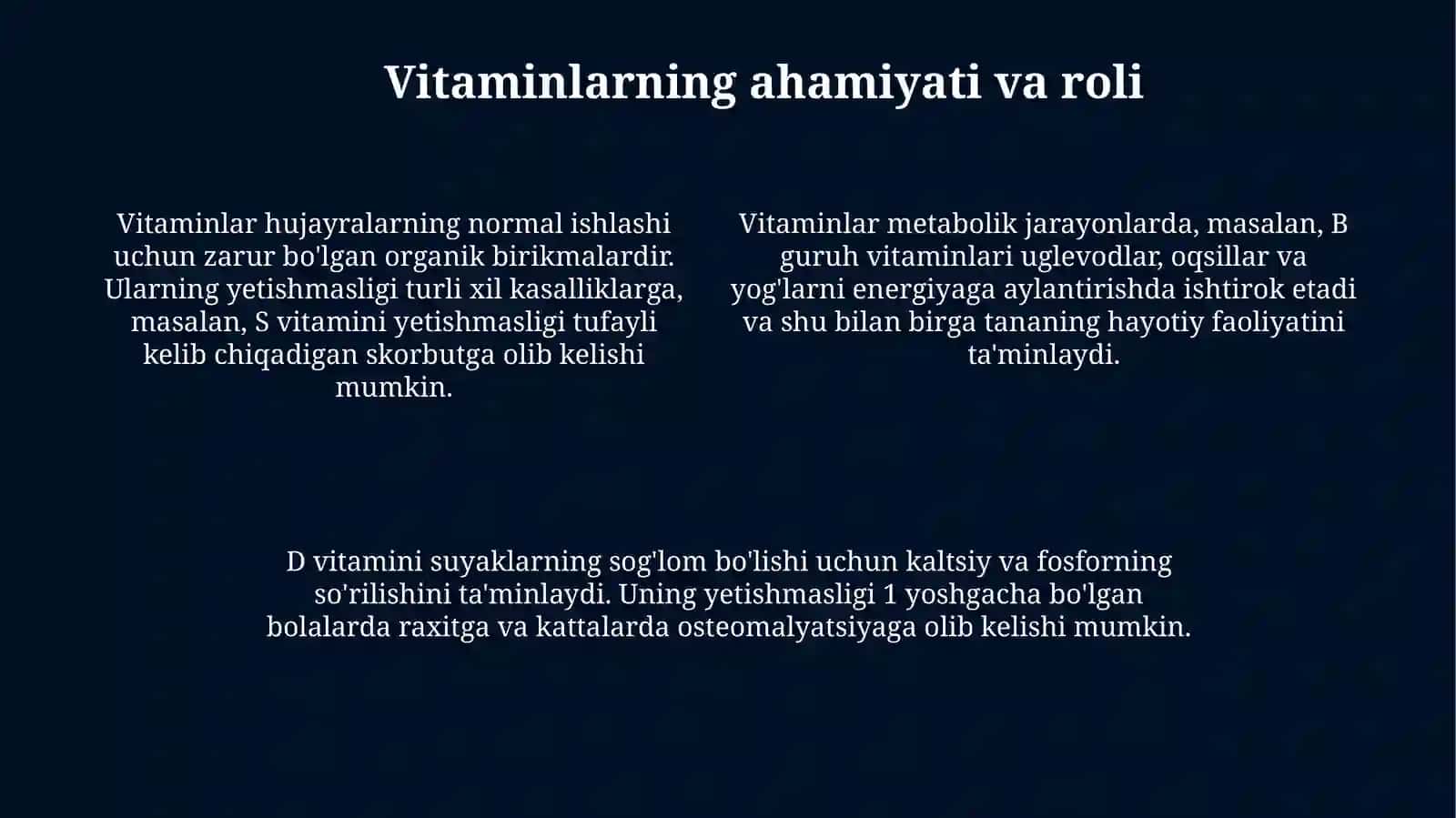 Vitaminlar. ularni qayta ishlashta'siridao'zgarishi 4