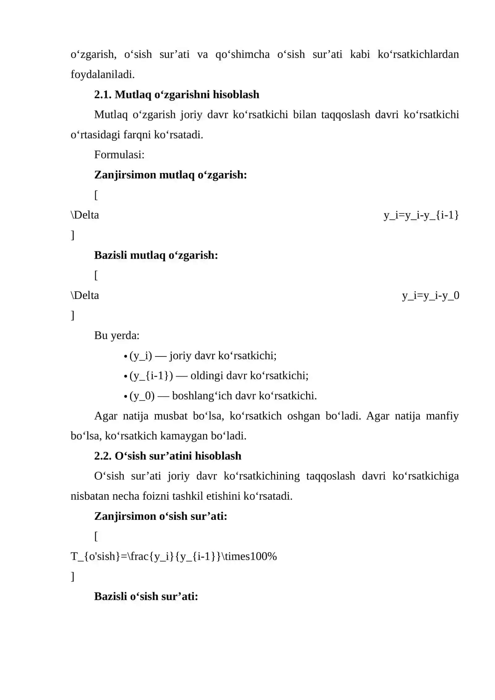DINAMIKA QATORLARI ASOSIDA IQTISODIY O‘SISH SUR’ATLARINI HISOBLASH VA TAHLIL QILISH 4