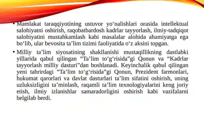 O‘zbekiston Respublikasi ta’lim tizimi 4