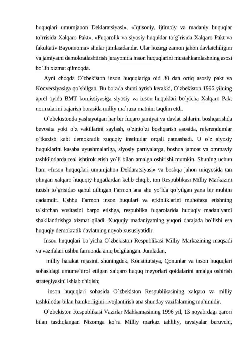 O‘ZBEKISTONDA INSON HUQUQLARI VA ERKINLIKLARI KAFOLATINING YARATILISHI 4