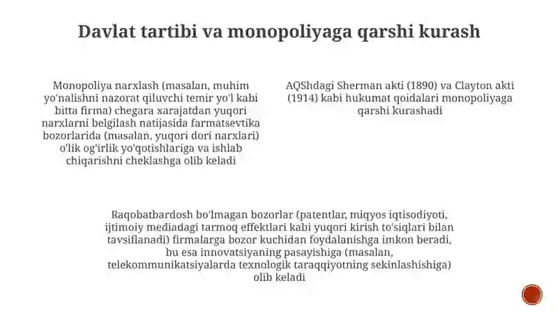 Monopoliya va monopol narxlar 4