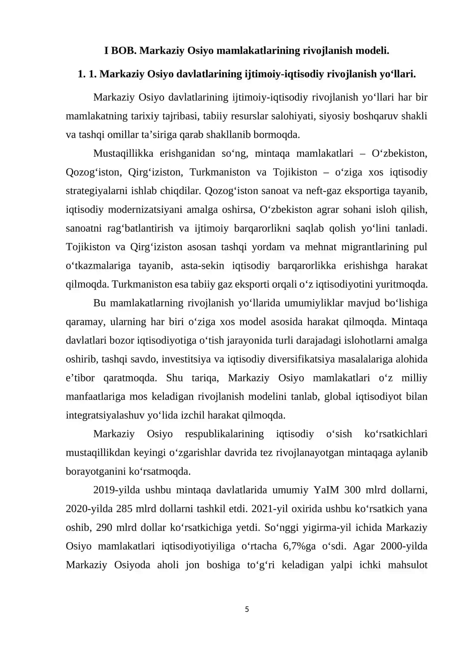 Markaziy Osiyon mamlakatlarining rivojlanish modeli 4