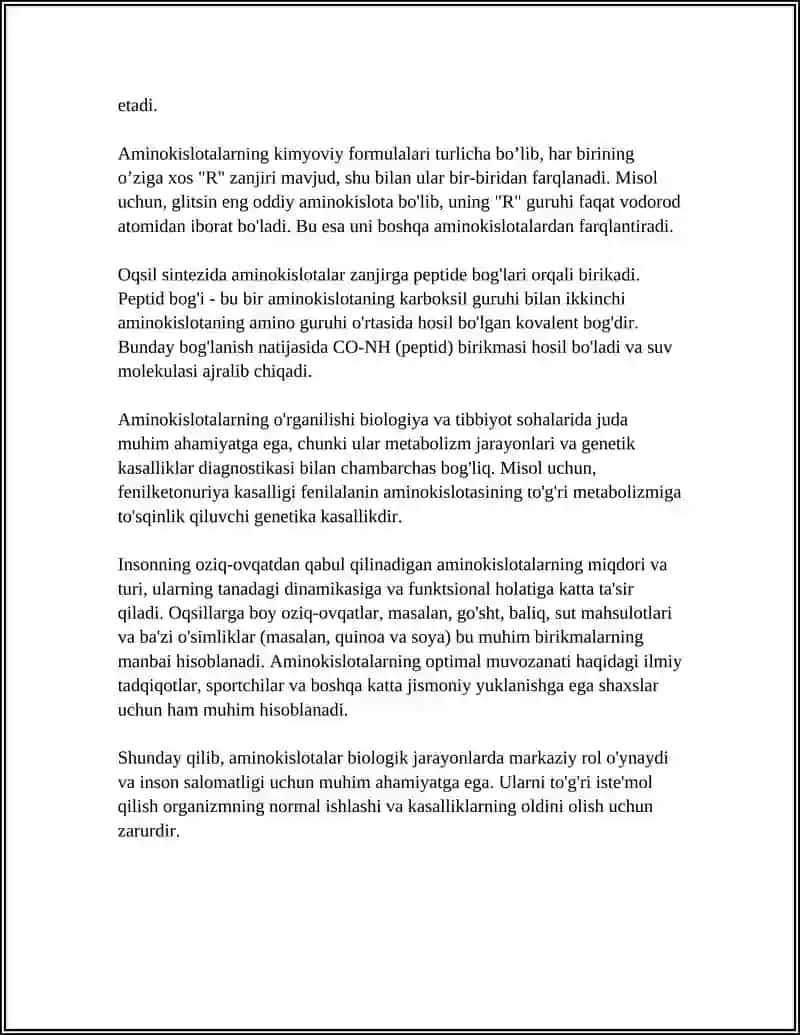 AMINOKISLOTA OQSILLAR PEPSINLAR 4