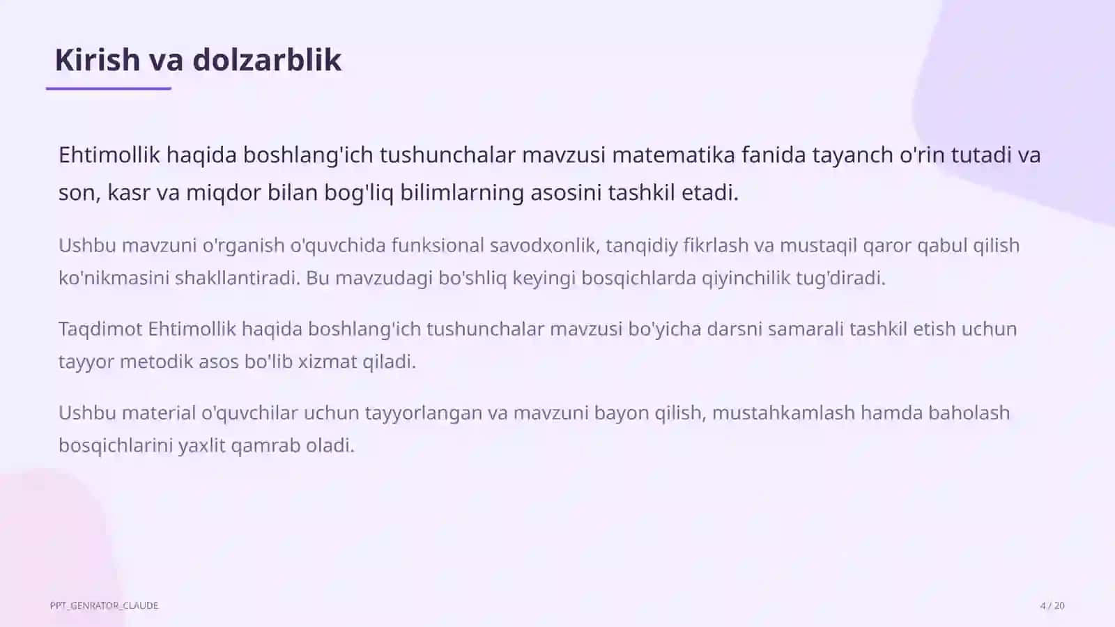 Ehtimollik haqida boshlang'ich tushunchalar (6-sinf) 4