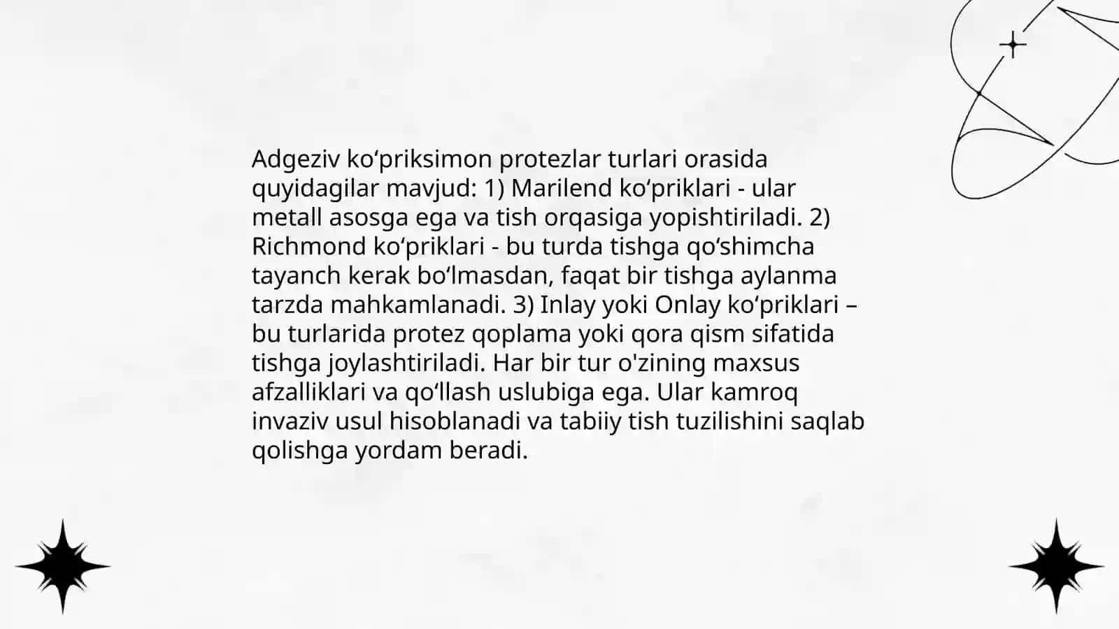 Adgeziv koʻpriksimon protezlar 4
